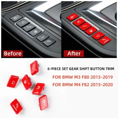 6PCS Shift Switch Button Protection Trim Cover Set For BMW M3 F80 M4 F82 2015-19 - Изображение 1 из 4