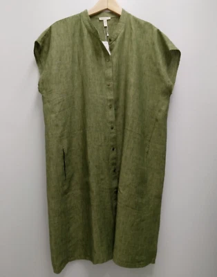 Eileen Fisher New Size  2X Coriander Green Organic Linen Delave Dress - Image 1 of 4