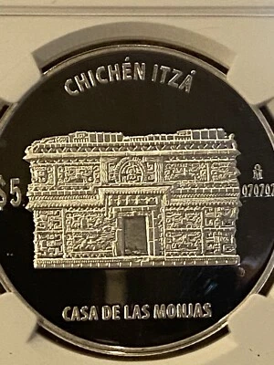 2011 MEXICO S5P CHICHEN ITZA THE NUNNERY NGC PF 69 ULTRA CAMEO .999 silver 1oz  - Image 1 of 4