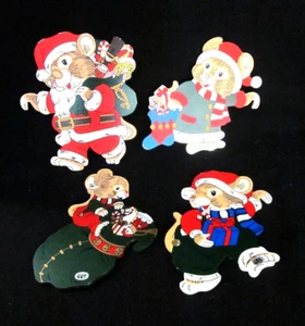 Vintage Wood 1990 Christmas Ornaments New Creative Enterprises Double Sided - Picture 1 of 4