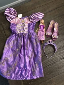 Disney rapunzel tangled costume sz 4-6 with Shoes matching doll ,Princess Crown - Picture 1 of 12