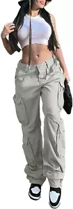 Baggy Cargo Pants Women High Waist Pants for Women Loose Pocket Jogger Straight - Picture 1 of 12