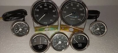 Smiths Gauge Kit Temp+ Oil+ Fuel+ Amp +Oil Temp+Speedometer +Tacho Replica - Image 1 of 4