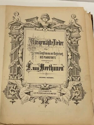 Antique German Sheet Music Beethoven Songs for Piano and Voice Leipzig & Berlin - Image 1 of 4