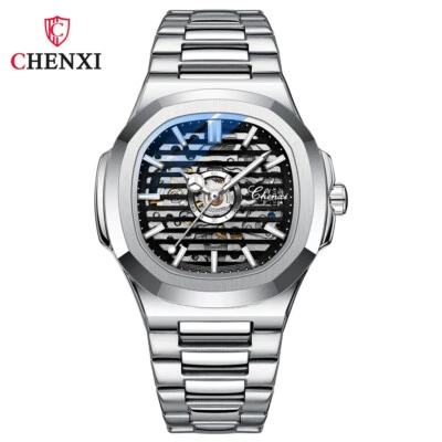 CHENXI Reloj Hombre Automático Mecánico Reloj Pulsera Lujo Plateado Relojes de Negocios Foto 1 de 4