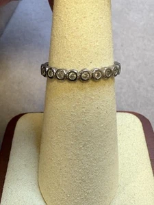 Vintage Zirkonia Edelstein 925 Sterling Silber Eternity Band Ring 6549 - Bild 1 von 3