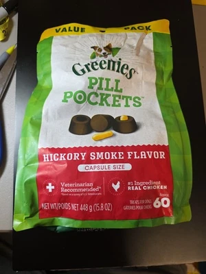 🆕Bolsillos para píldoras Greenies🐕Golosinas para cápsulas de humo de nogal americano para perros🐩60 unidades🐶15,8 oz Foto 1 de 3