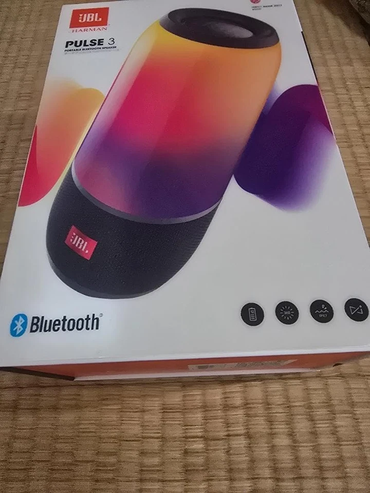 JBL PULSE 3 Black Bluetooth Portable Speaker Multicolor LED W/Cover Case - Image 1 of 4