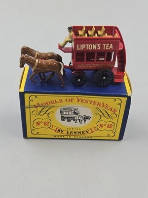 Vintage 1950s Matchbox Lesney Models Of Yesteryear #12 Horse Bus (Lipton Tea)... - Image 1 of 4