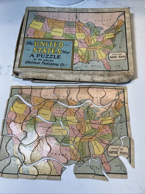 1940s Whitman United States Puzzle Map Replacement Pieces 48 Of 50 - Image 1 of 4