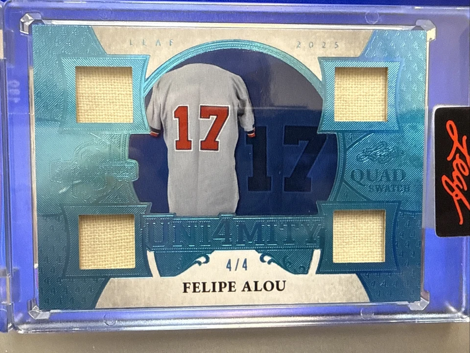 2025 Leaf Spectacular Felipe Alou Quad Jersey Relic 4/4 Expos Game Used - Image 1 of 2