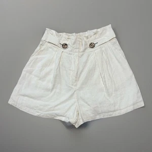 Veronica Beard Shorts GWEN elfenbeinweiß LEINEN Damen hoher Bund Paperbag Gr. 14 - Bild 1 von 11