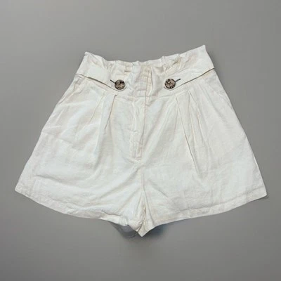 Pantalones Cortos VERONICA BEARD GWEN Marfil Blanco LINO Mujer’s Bolsa de Papel de tiro alto Talla 14 Foto 1 de 4