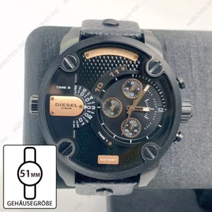 Diesel DZ7291 Little Daddy 2 Zeitzone Schwarz Leder Analog Chronograph Herrenuhr - Bild 1 von 8