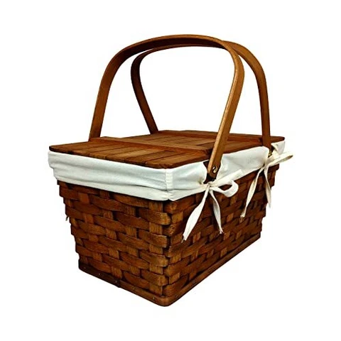 Wald Imports - Stained Multifunctional Basket - Gift Basket, Picnic Basket, & Cover