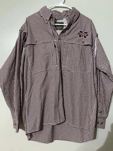 Drake Waterfowl Mississippi State Bulldogs Men's Button Down Red White Size M - Picture 1 of 9