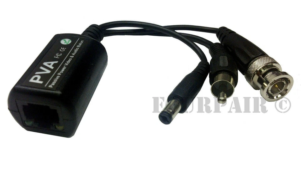 2pcs 1 Pair CCTV Coax BNC Video Audio Power Balun Transceiver to CAT5e 6 TVI 5MP - Image 1 of 1