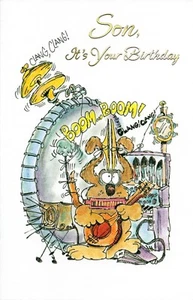 Funny BIRTHDAY Card FOR SON, Cartoon Dog Music by Gallant Greetings + Envelope - Picture 1 of 4