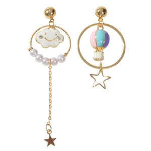 Lovely Jewellery Pearl Hot Air Balloon Clouds Star Charm Asymmetric Earrings - Picture 1 of 6
