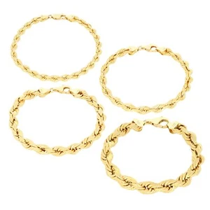 14K Yellow Gold Diamond Cut Rope 2mm-5mm Chain Link Bracelet Women Men 7" 8" 9" - Picture 1 of 71