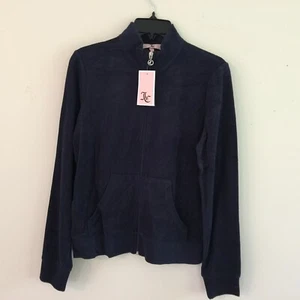 Juicy Couture Women's Jacket Zip Up Size M Regal Blue Fairfax Mock Neck Pockets - Picture 1 of 4