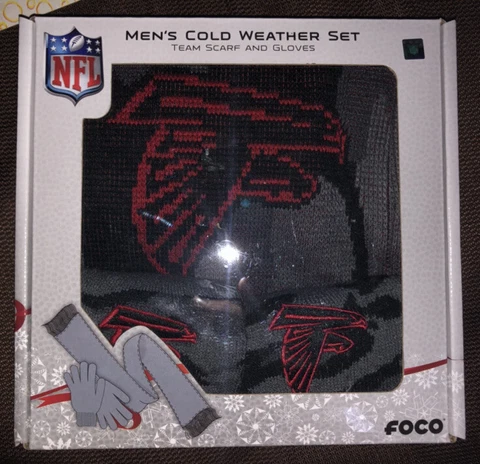 FOCO NFL Atlanta Falcons Mens Cold Weather Team Set Scarf Gloves Red Black Gray Cover