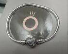 Pandora Mickey Mouse Heart Clasp Snake Chain Bracelet 599299c01 Rare