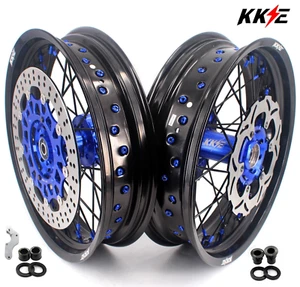 KKE 17" Supermoto Wheels Rims Fit Suzuki DRZ400S 2000-2024 DRZ400 DRZ400E Blue - Foto 1 di 12