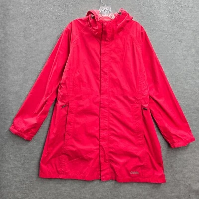 Cabelas Men Jacket Large Red Hooded Rain Coat Pockets Full Zip - Image 1 of 4