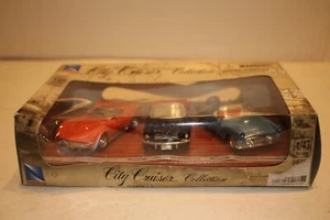 NEW RAY DIECAST CITY CRUISER 1969 CORVETTE, 1964 MUSTANG, 1956 THUNDERBIRD, 1:43 - Picture 1 of 9
