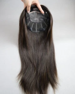 Dark Brown European Virgin Hair Monofilament Base Topper Toupee For Women - Picture 1 of 13