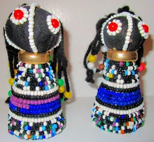 2 Authentic South African Zulu Sangoma Dolls 3.5 Tall Great Condition - Picture 1 of 4