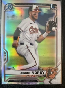 Bowman Draft 2021 cromado primer refractor plateado Connor Norby #BDC-50 Orioles radiocontrol - Imagen 1 de 2