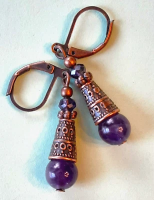 AMETHYST Bali Style CONE drop COBRE alavanca traseira artesanal XGE - Imagem 1 de 4