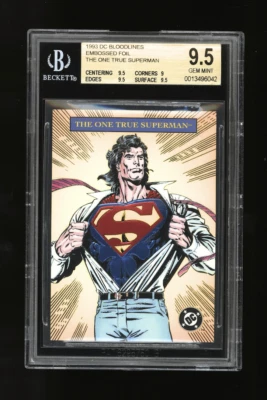 1993 DC Bloodlines Embossed 3D Foil SUPERMAN Marvel #NNO BGS 9.5 Gem Mint  - Image 1 of 2