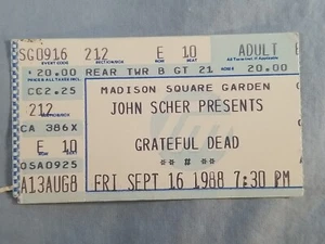 September 9-16-88 1988 GRATEFUL DEAD Ticket Stub Madison Square Garden New York - Picture 1 of 2