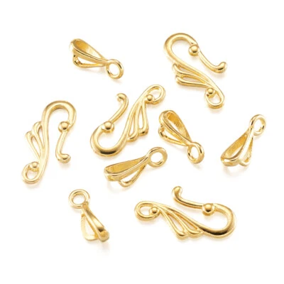 50 Sets Golden Tibetan Style Hook and Eye Clasps Jewelry Findings Crafts 12X25mm - Image 1 of 4