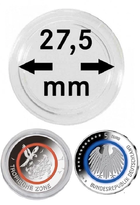 LINDNER Münzkapseln Münzkapsel Kapsel 5 € Euro Polymerring 27,5mm 10 50 100 St.