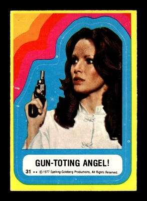 4-04-14 PWE. 1977 charlie's angels sticker w/ imperfections #31 gun-toting (A) - Image 1 of 2