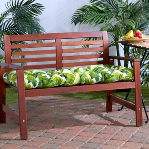 Porch Swing Cushion Glider Bench Seat 52" Tufted Padded Deck Pillow Green Leaves - Picture 1 of 8