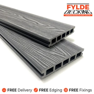 Pebble Grey 4.8m Composite WPC Decking Deep Woodgrain DIY Kit | FREE Delivery - Picture 1 of 5