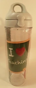 Tervis Water Bottle 24 oz. Double Wall - Flip Top Lid - I Love Teaching - Heart - Picture 1 of 4