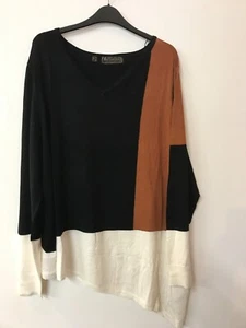 BPC jumper top plus size 12 14 16 18 20 22 24 30 32 black colourblock asymmetric - Picture 1 of 7