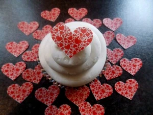 30 Small PRECUT Valentine Hearts Edible wafer paper cake/cupcake toppers - Picture 1 of 3