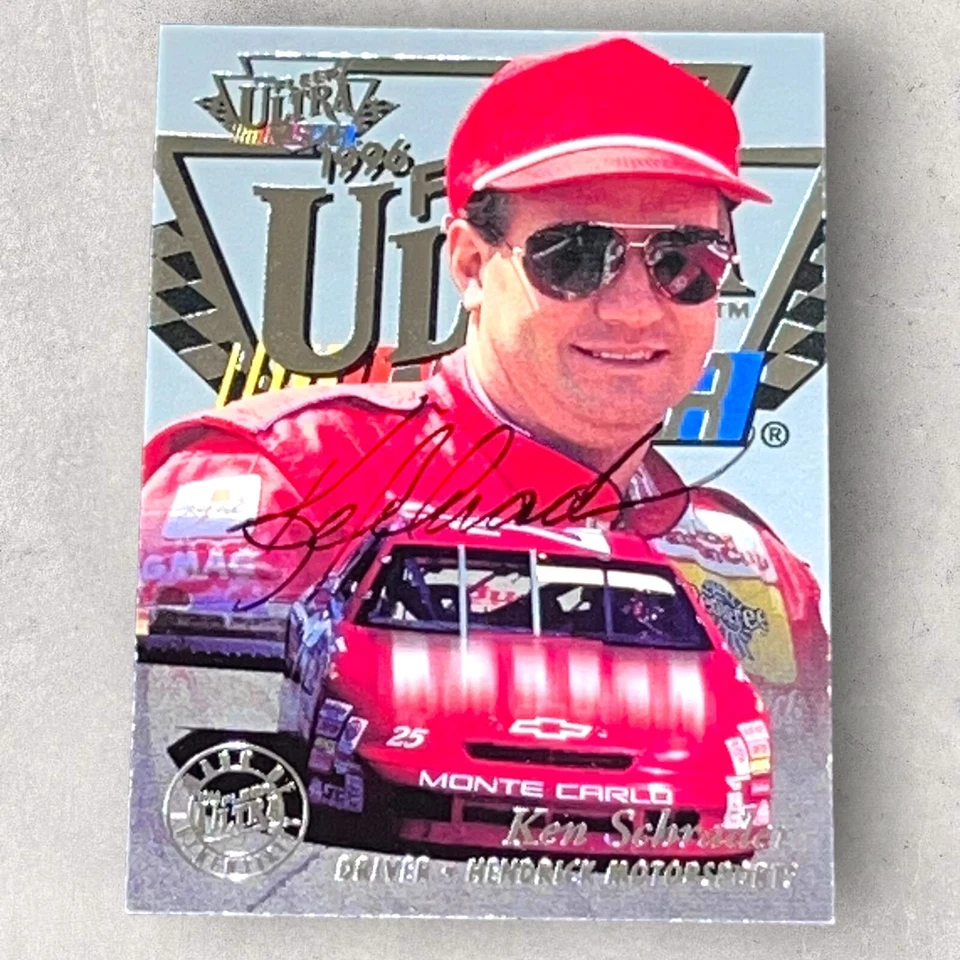 Ken Schrader 1996 FLEER ULTRA CERTIFIED AUTHENTIC RACING PACK PULLED signed card - Image 1 of 1