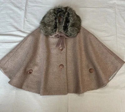 Monsoon Baby Girl Poncho 12-24M Tweed Sparkly Faux Fur Collar Formal Jacket NWT - Image 1 of 4