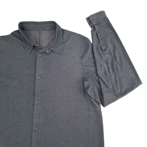 Camisa Lululemon Commission Botón Para Hombres Mediana Azul Tinte Enzima Elástico M3DJOS - Imagen 1 de 15