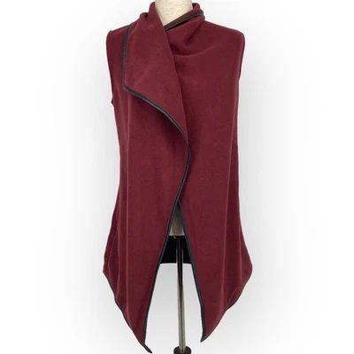 SUSAN GRAVER 全新无标签 Polar Fleece Cascade 背心葡萄酒 XS 码 — 第 1/4 张图片