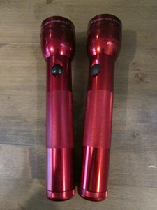 Two RED Mag-Lite 10” 2 D Cell Flashlights - Excellent Condition! - Picture 1 of 9