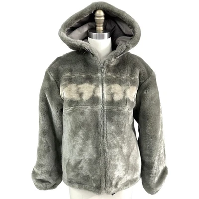 Chaqueta de Colección Woolrich Felpa Gris Con Capucha Cremallera Hojas Tumbleweed Se Ajusta a M/L Foto 1 de 4